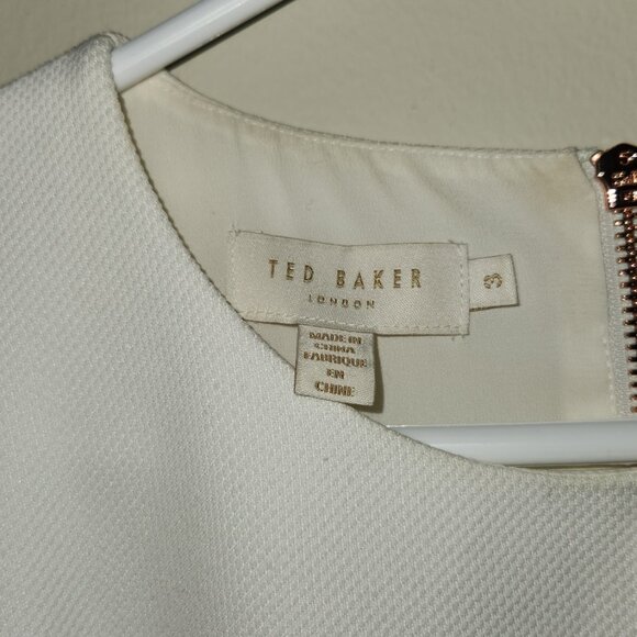 SOLD_ Elegant Ted Baker Asymmetric White Dress - Picture 2 of 3